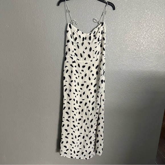 Reformation journey Elegant Black and White Polka Dot Dress size 10 - Picture 3 of 12
